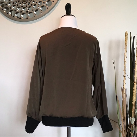 Zara Basic Brown Banded Blouson Top w/Pocket Small - Picture 4 of 5